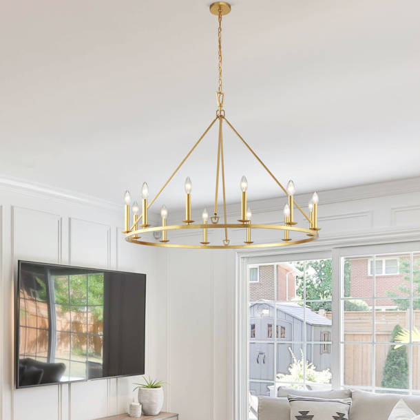 Mercer41 Folkea 9 Light Dimmable Wagon Wheel Chandelier Wayfair